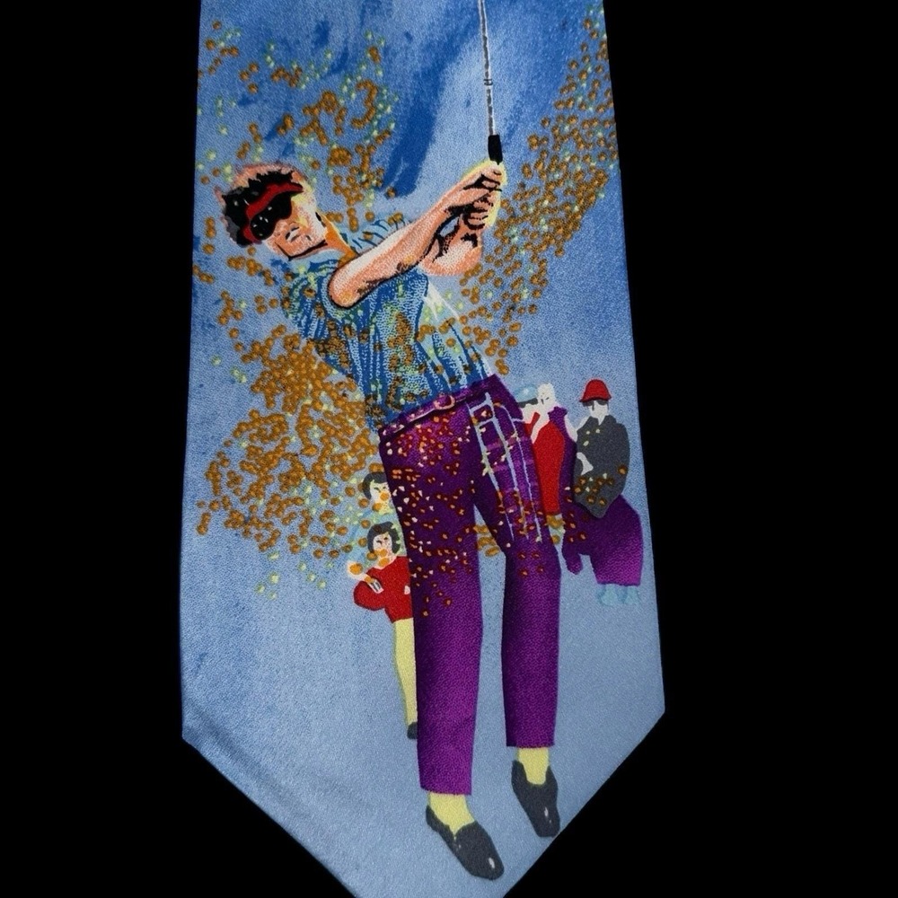 Retro Golfer Print - Silk Club Men's Tie - NWT - 58"